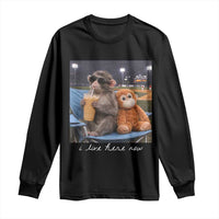 Funny Punch Monkey Baseball Long Sleeve Shirt I Live Here Now Ballpark Graphic