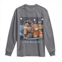 Funny Punch Monkey Baseball Long Sleeve Shirt I Live Here Now Ballpark Graphic