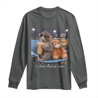 Funny Punch Monkey Baseball Long Sleeve Shirt I Live Here Now Ballpark Graphic