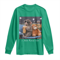 Funny Punch Monkey Baseball Long Sleeve Shirt I Live Here Now Ballpark Graphic