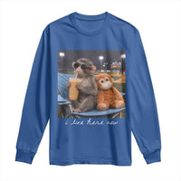 Funny Punch Monkey Baseball Long Sleeve Shirt I Live Here Now Ballpark Graphic