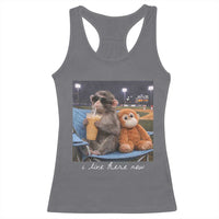 Funny Punch Monkey Baseball Racerback Tank Top I Live Here Now Ballpark Graphic