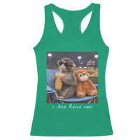 Funny Punch Monkey Baseball Racerback Tank Top I Live Here Now Ballpark Graphic