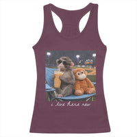 Funny Punch Monkey Baseball Racerback Tank Top I Live Here Now Ballpark Graphic