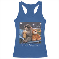 Funny Punch Monkey Baseball Racerback Tank Top I Live Here Now Ballpark Graphic