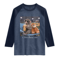 Funny Punch Monkey Baseball Raglan Shirt I Live Here Now Ballpark Graphic