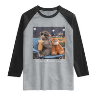 Funny Punch Monkey Baseball Raglan Shirt I Live Here Now Ballpark Graphic