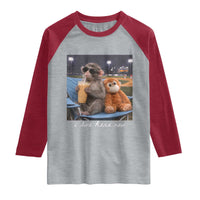 Funny Punch Monkey Baseball Raglan Shirt I Live Here Now Ballpark Graphic