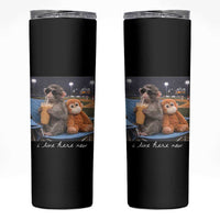 Funny Punch Monkey Baseball Skinny Tumbler I Live Here Now Ballpark Graphic