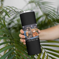Funny Punch Monkey Baseball Skinny Tumbler I Live Here Now Ballpark Graphic