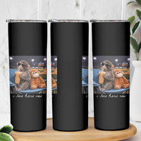 Funny Punch Monkey Baseball Skinny Tumbler I Live Here Now Ballpark Graphic