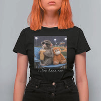 Funny Punch Monkey Baseball T Shirt For Women I Live Here Now Ballpark Graphic