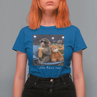 Funny Punch Monkey Baseball T Shirt For Women I Live Here Now Ballpark Graphic