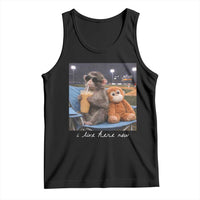 Funny Punch Monkey Baseball Tank Top I Live Here Now Ballpark Graphic