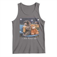 Funny Punch Monkey Baseball Tank Top I Live Here Now Ballpark Graphic