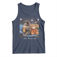 Funny Punch Monkey Baseball Tank Top I Live Here Now Ballpark Graphic