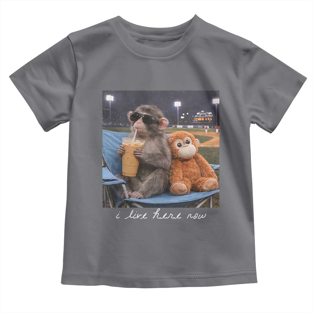 Funny Punch Monkey Baseball Toddler T Shirt I Live Here Now Ballpark Graphic