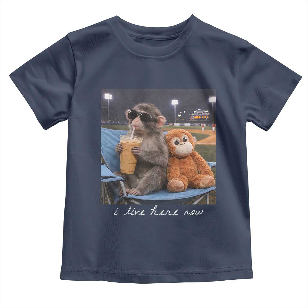 Funny Punch Monkey Baseball Toddler T Shirt I Live Here Now Ballpark Graphic