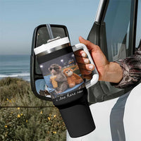 Funny Punch Monkey Baseball Tumbler With Handle I Live Here Now Ballpark Graphic