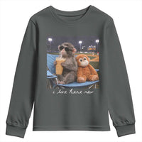 Funny Punch Monkey Baseball Youth Sweatshirt I Live Here Now Ballpark Graphic
