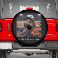 I Live Here Now Punch Monkey Spare Tire Cover Funny Drinking Iced Coffee Baseball Field
