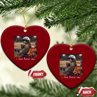 I Live Here Now Punch Monkey Ceramic Ornament Funny Drinking Iced Coffee Baseball Field
