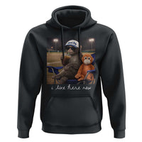 I Live Here Now Punch Monkey Hoodie Funny Drinking Iced Coffee Baseball Field