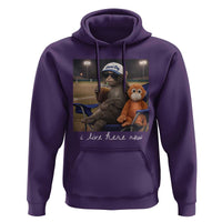 I Live Here Now Punch Monkey Hoodie Funny Drinking Iced Coffee Baseball Field