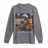 I Live Here Now Punch Monkey Long Sleeve Shirt Funny Drinking Iced Coffee Baseball Field