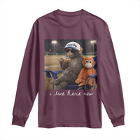 I Live Here Now Punch Monkey Long Sleeve Shirt Funny Drinking Iced Coffee Baseball Field