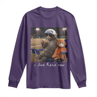 I Live Here Now Punch Monkey Long Sleeve Shirt Funny Drinking Iced Coffee Baseball Field