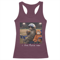 I Live Here Now Punch Monkey Racerback Tank Top Funny Drinking Iced Coffee Baseball Field