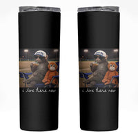 I Live Here Now Punch Monkey Skinny Tumbler Funny Drinking Iced Coffee Baseball Field
