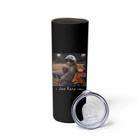 I Live Here Now Punch Monkey Skinny Tumbler Funny Drinking Iced Coffee Baseball Field