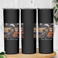 I Live Here Now Punch Monkey Skinny Tumbler Funny Drinking Iced Coffee Baseball Field