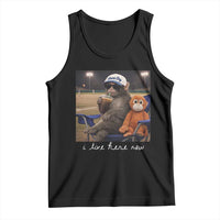 I Live Here Now Punch Monkey Tank Top Funny Drinking Iced Coffee Baseball Field