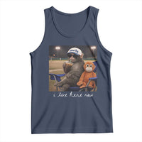 I Live Here Now Punch Monkey Tank Top Funny Drinking Iced Coffee Baseball Field