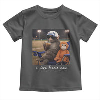 I Live Here Now Punch Monkey Toddler T Shirt Funny Drinking Iced Coffee Baseball Field