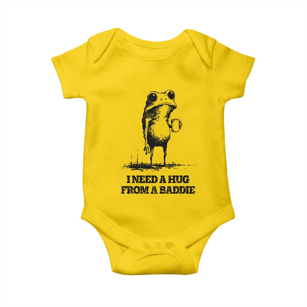 I Need A Hug from A Baddie Baby Onesie Funny Frog Saying Quote