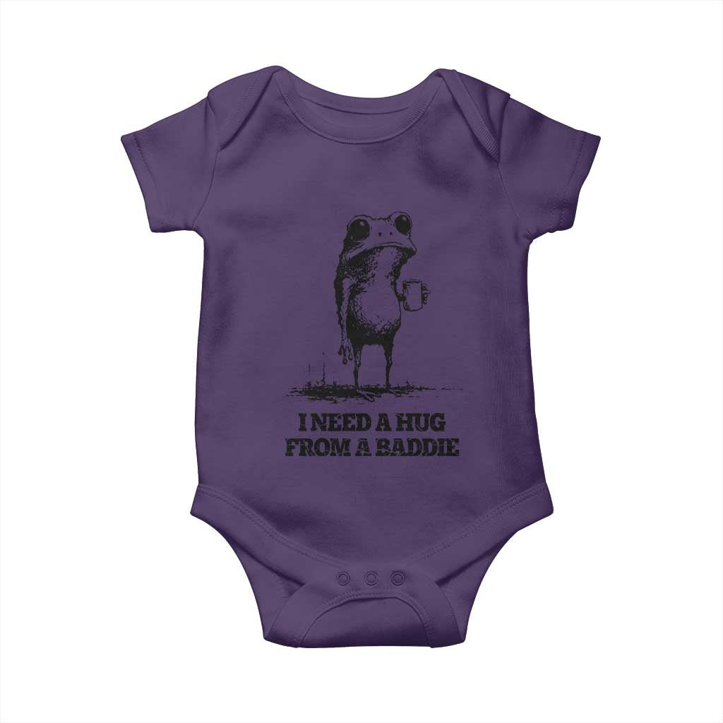I Need A Hug from A Baddie Baby Onesie Funny Frog Saying Quote