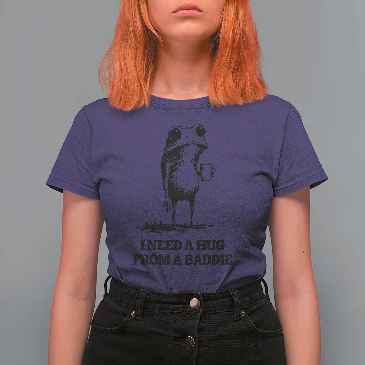 I Need A Hug from A Baddie T Shirt For Women Funny Frog Saying Quote