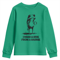 I Need A Hug from A Baddie Youth Sweatshirt Funny Frog Saying Quote