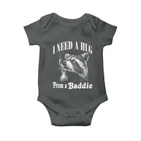I Need A Hug from A Baddie Baby Onesie Funny Raccoon Smoking Sarcastic