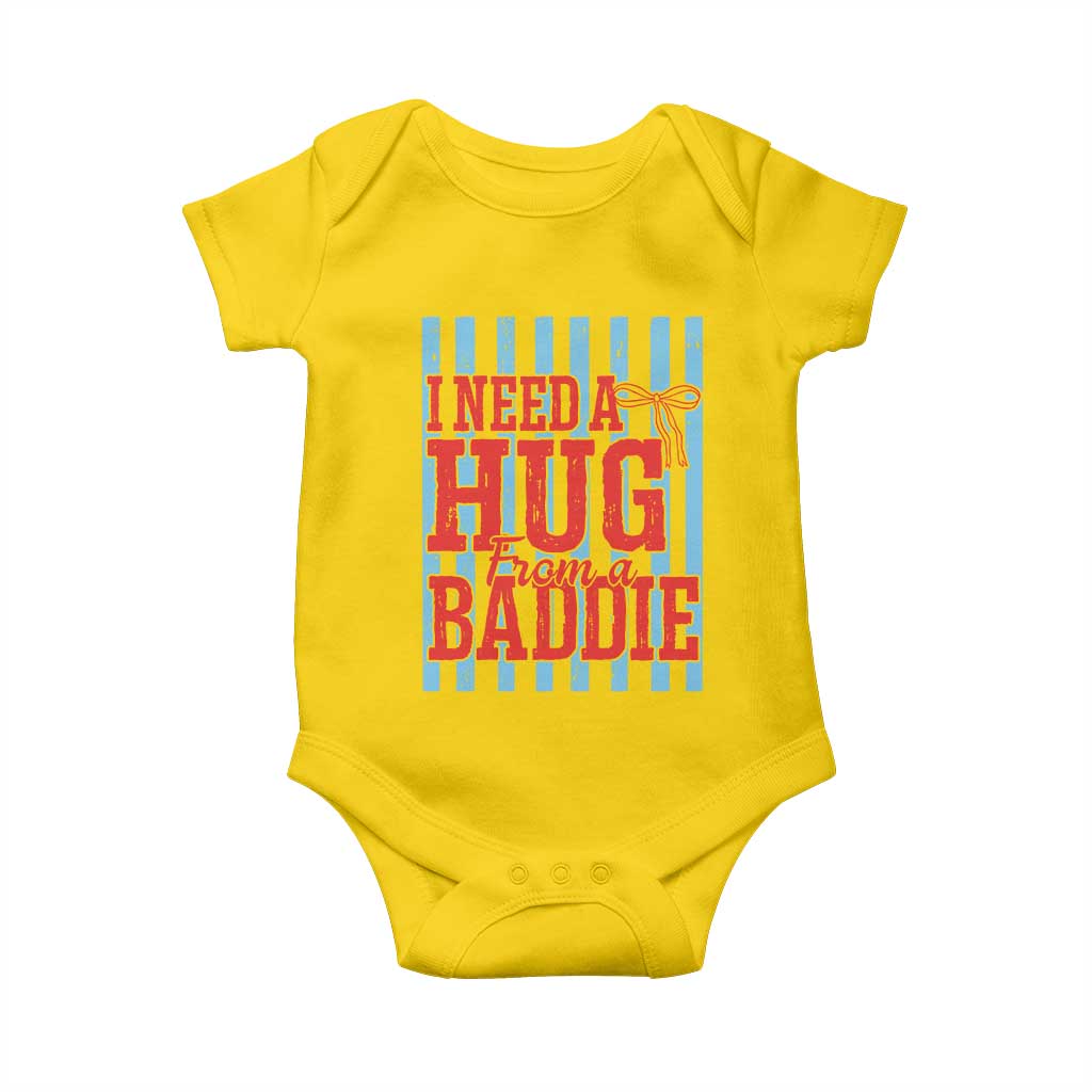 I Need A Hug from A Baddie Baby Onesie Retro Game Day Season Funny Saying Quote