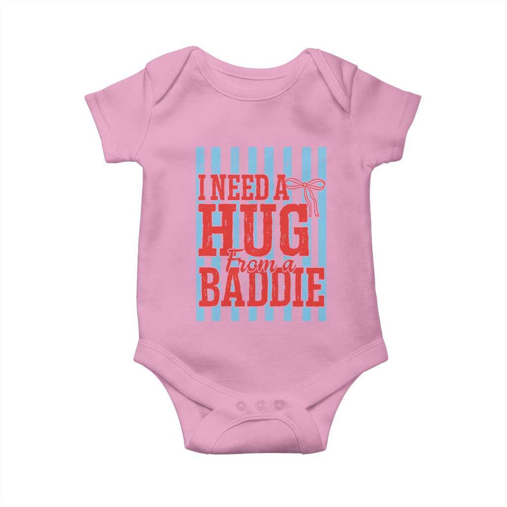 I Need A Hug from A Baddie Baby Onesie Retro Game Day Season Funny Saying Quote