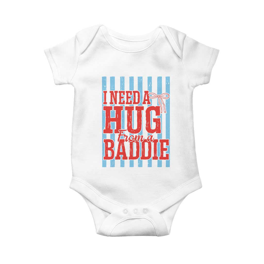 I Need A Hug from A Baddie Baby Onesie Retro Game Day Season Funny Saying Quote