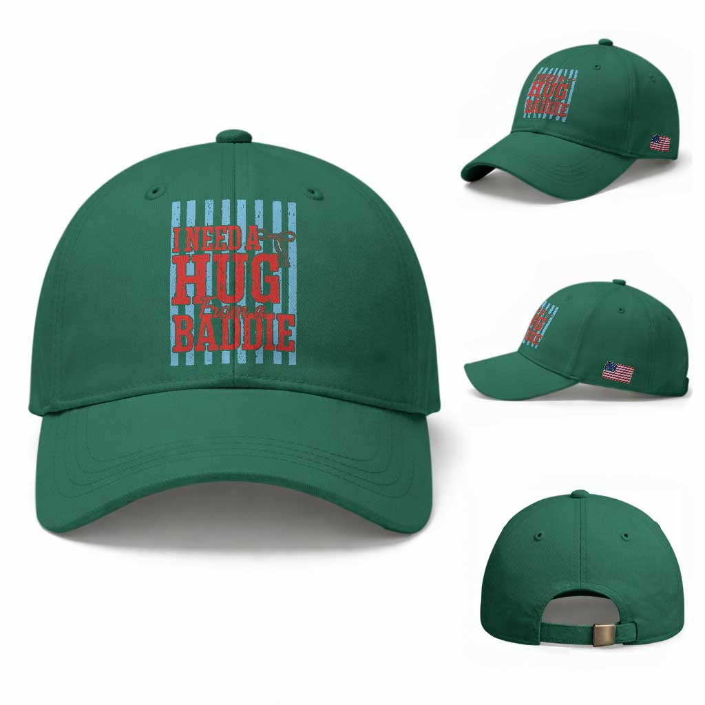 I Need A Hug from A Baddie Baseball Cap Retro Game Day Season Funny Saying Quote