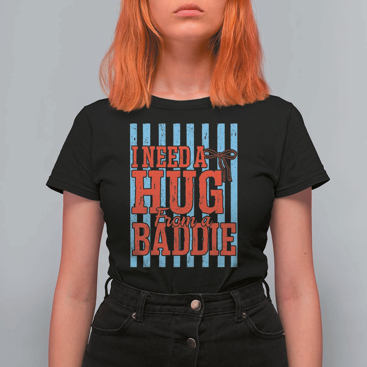I Need A Hug from A Baddie T Shirt For Women Retro Game Day Season Funny Saying Quote
