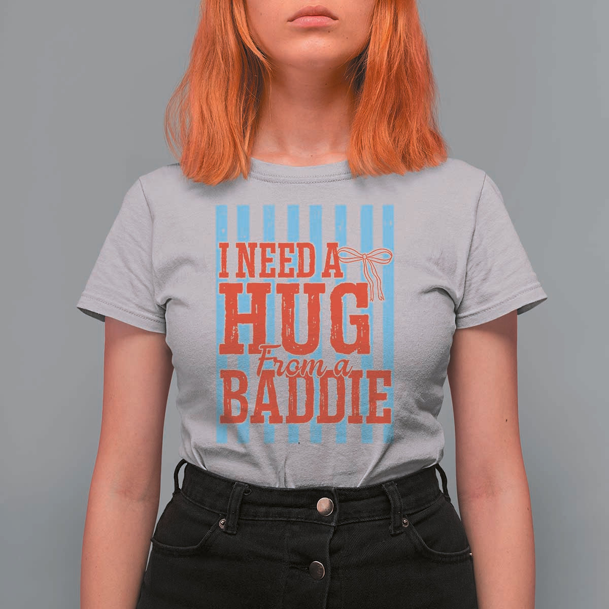 I Need A Hug from A Baddie T Shirt For Women Retro Game Day Season Funny Saying Quote
