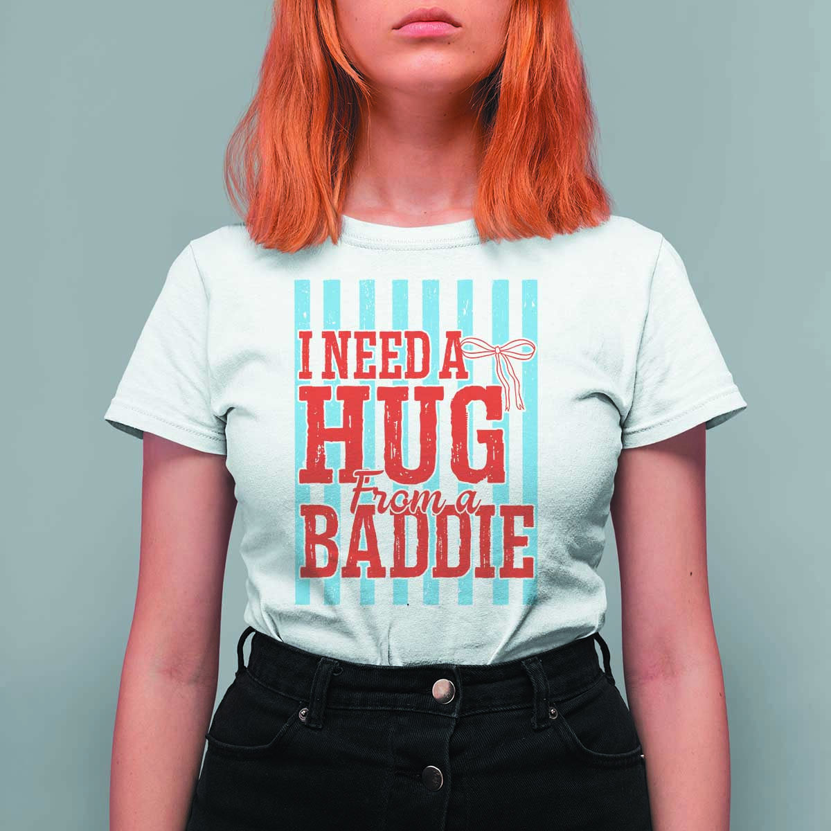 I Need A Hug from A Baddie T Shirt For Women Retro Game Day Season Funny Saying Quote